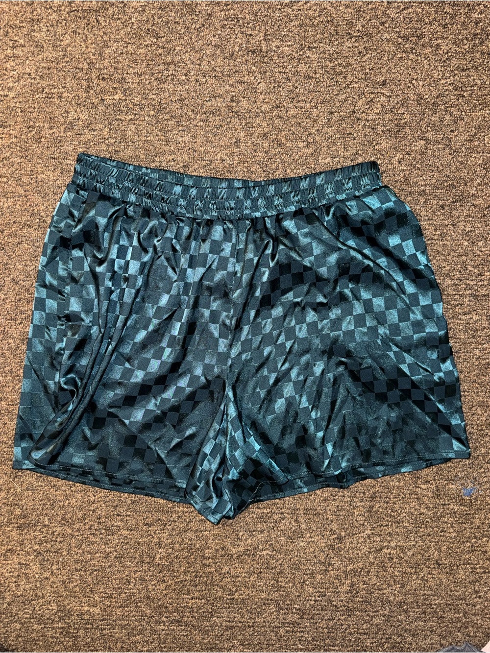 Women’s Checker Satin Shorts - Teal